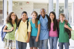 Elementary school class outside